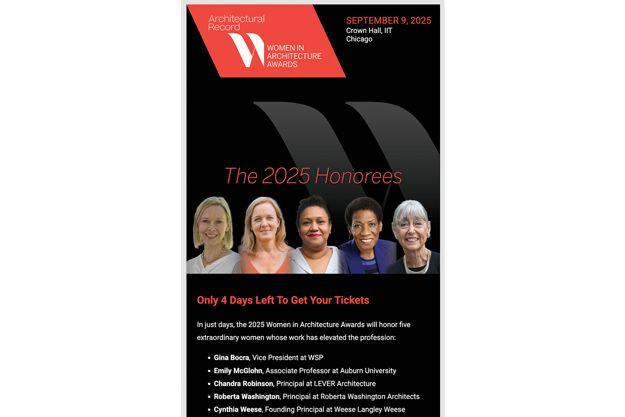  Email for Women in Architecture Awards event  https://enterprise.knak.io/preview/b695154b527a4d54892e1cbe67a6650e  