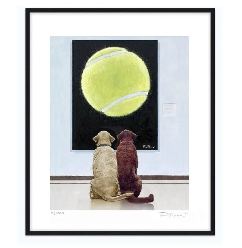 "A Yelllow Labrador and a Chocolate Labrador at the Museum" - Dog Art Print Series