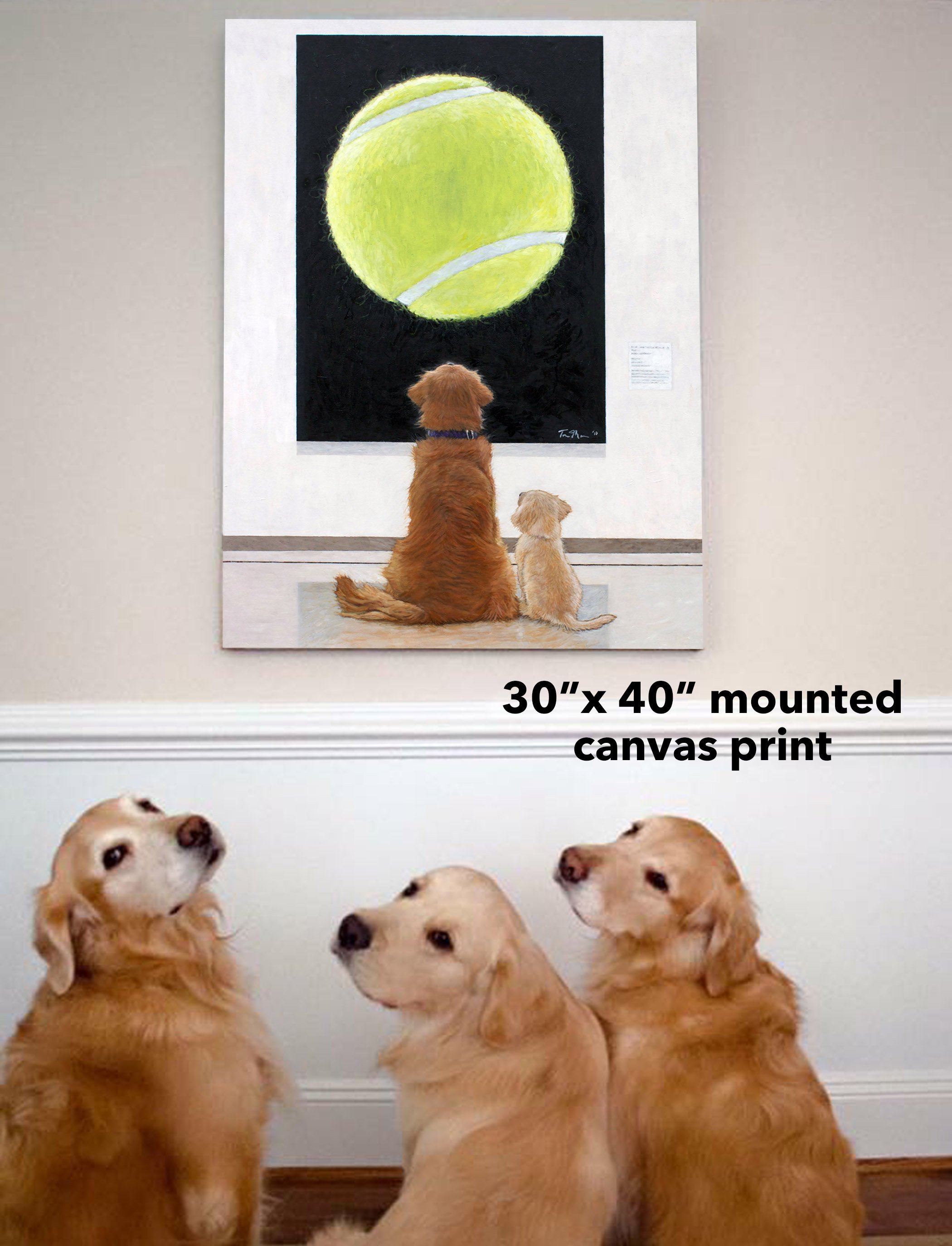 30" x 40" mounted canvas print "Puppy Love at the Museum". — The Lucas Paw  Inc.