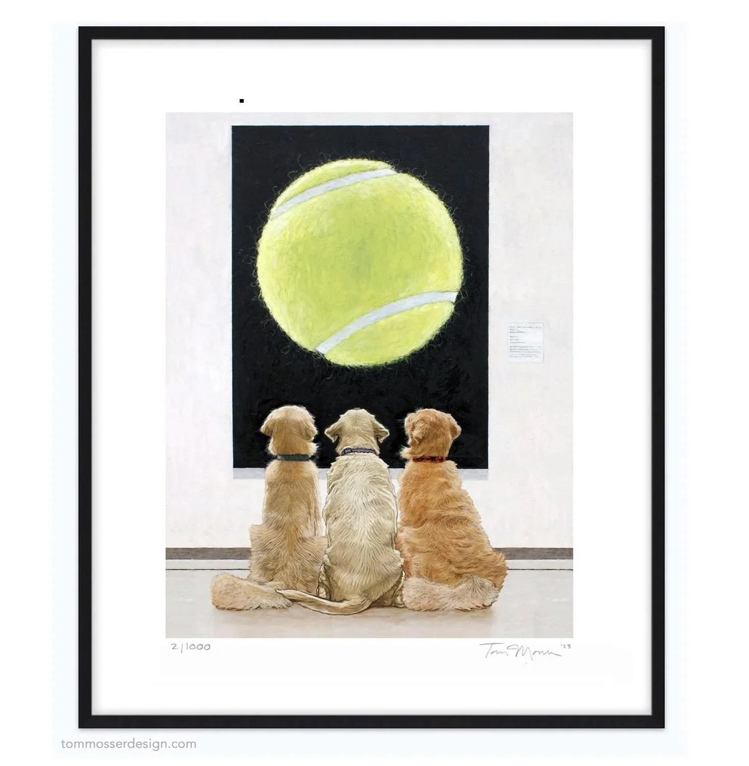 "Two Golden Retrievers and a Yellow Labrador Retriever at the Museum"