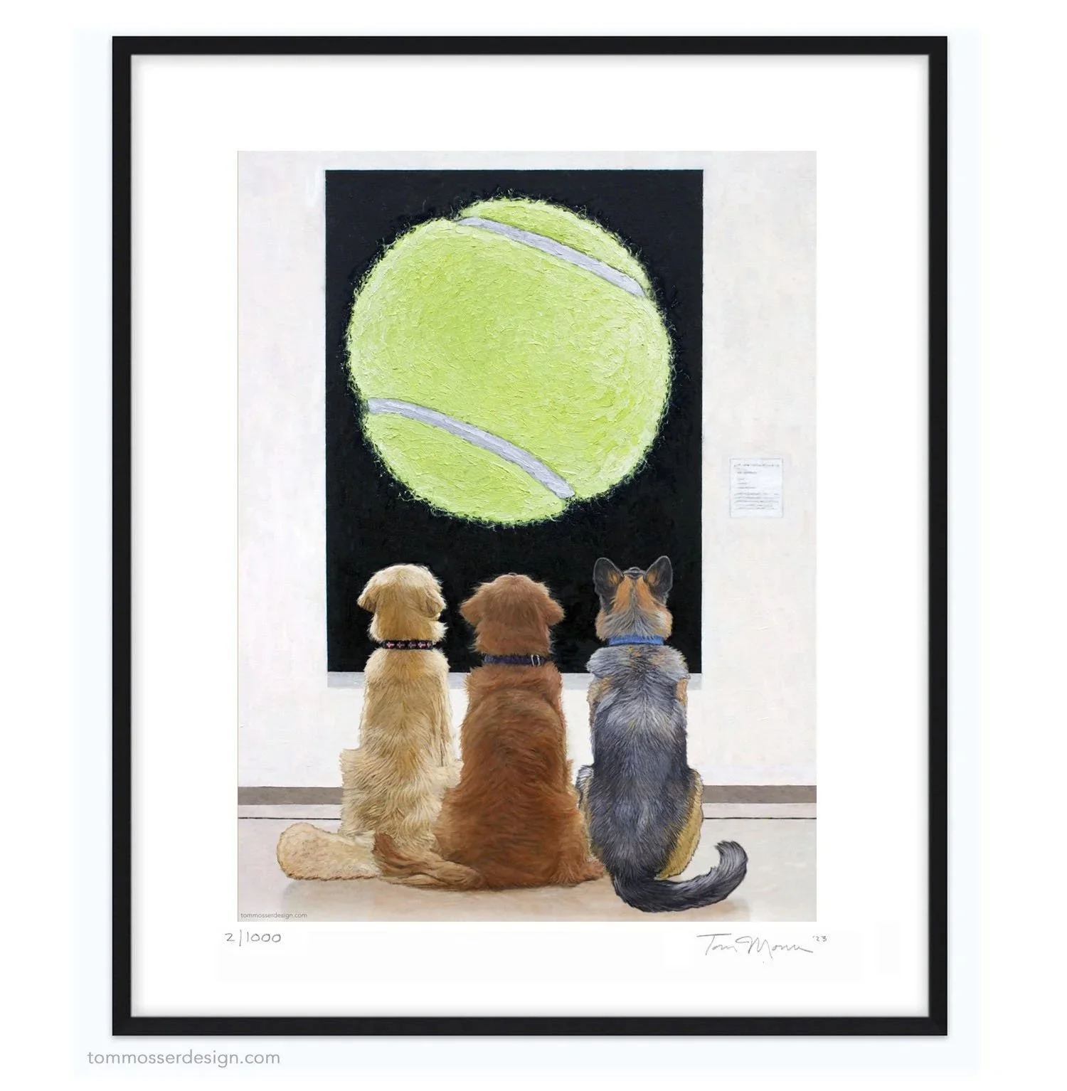 "Two Golden Retrievers and a German Shepherd at the Museum"