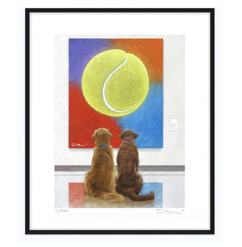 "A Golden Retriever and a Chocolate Lab at the Museum" print series