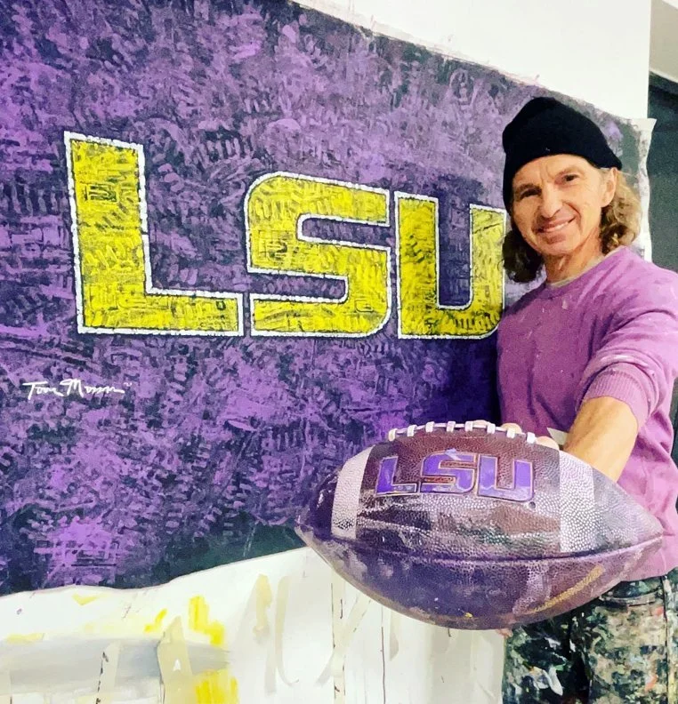 LSU University Logo Painting – Original Football Impressionism Wall Art
