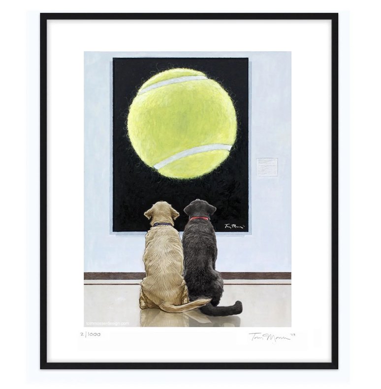"A Yellow Labrador Retriever and a Black Labrador Retriever at the Museum"