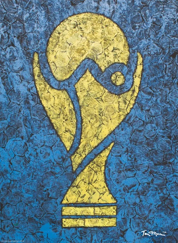 World Cup Trophy Logo Painting Created with an Authentic Soccer Ball