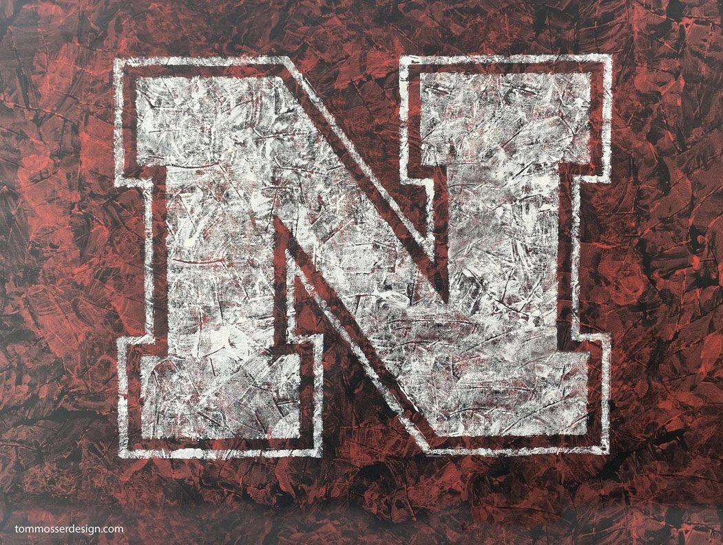 Nebraska Volleyball Block N Logo Painting | Cornhuskers Sports Ball Art