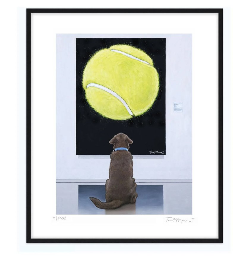 "A Chocolate Labrador Retriever at the Museum" dog wall art print series.
