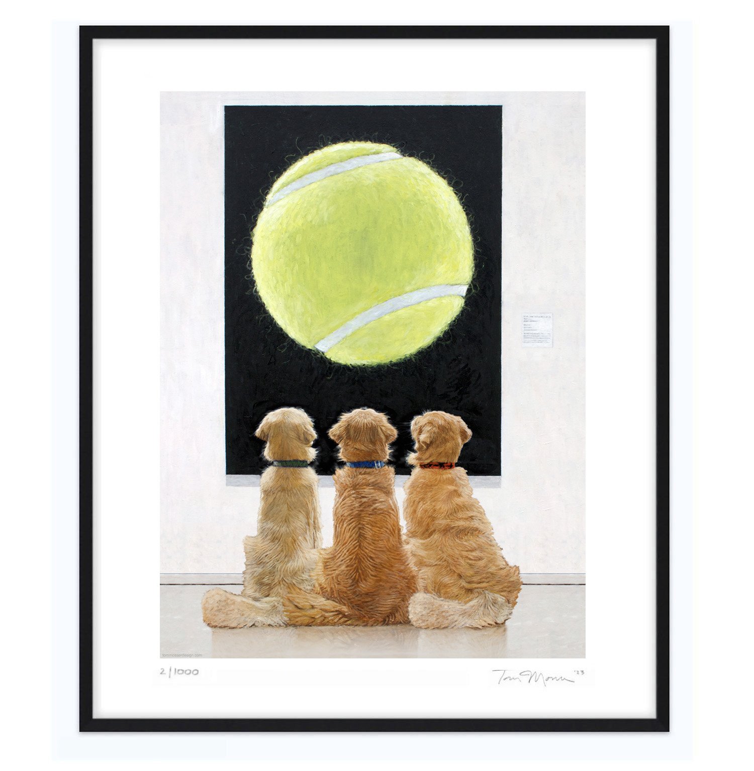 "Three Golden Retrievers at the Museum" print series