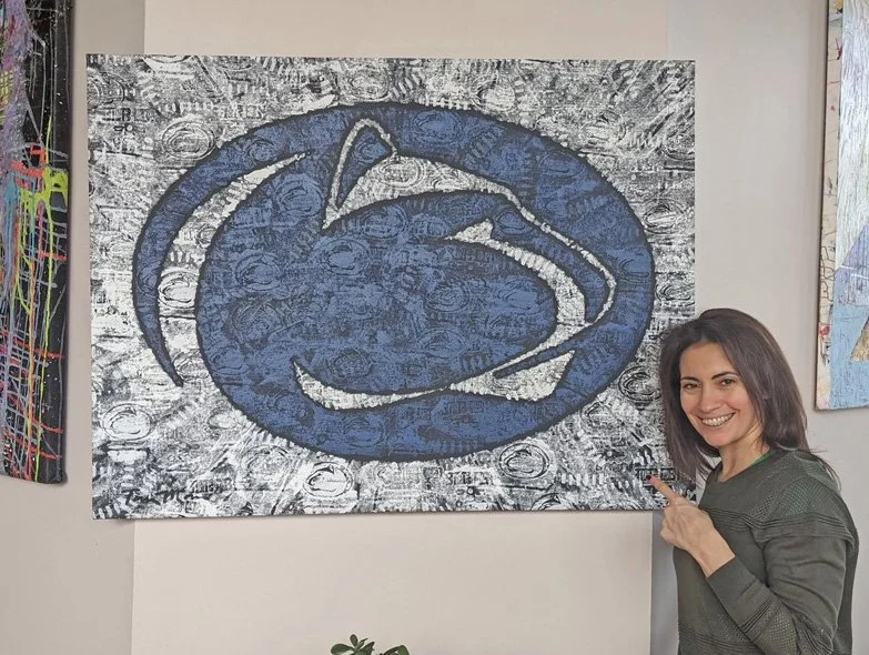 Penn State Lion Logo Painting – Original Football Impressionism Wall Art