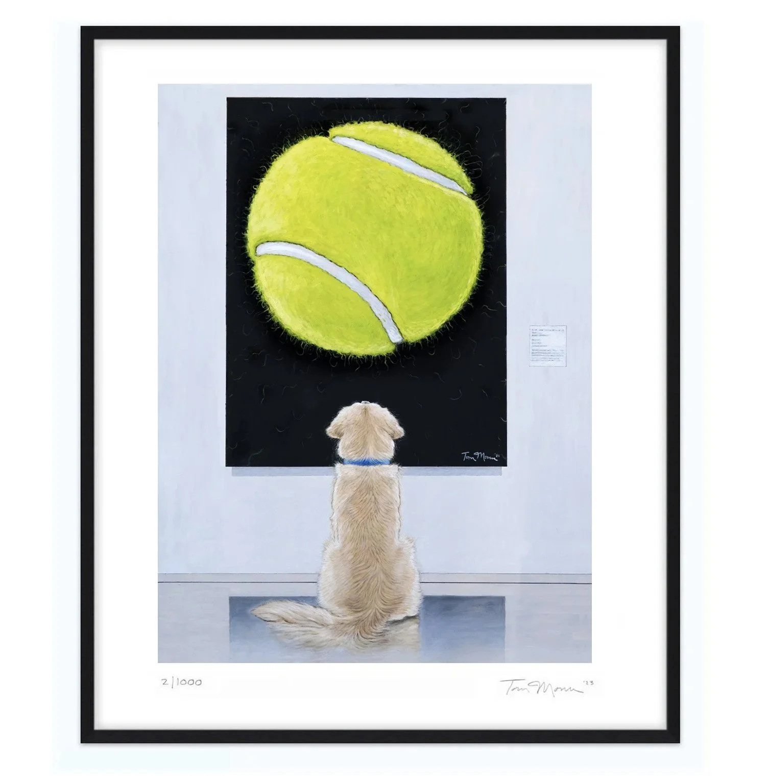 "A Light Golden Retriever at the Museum" painting and print series dog wall art prints