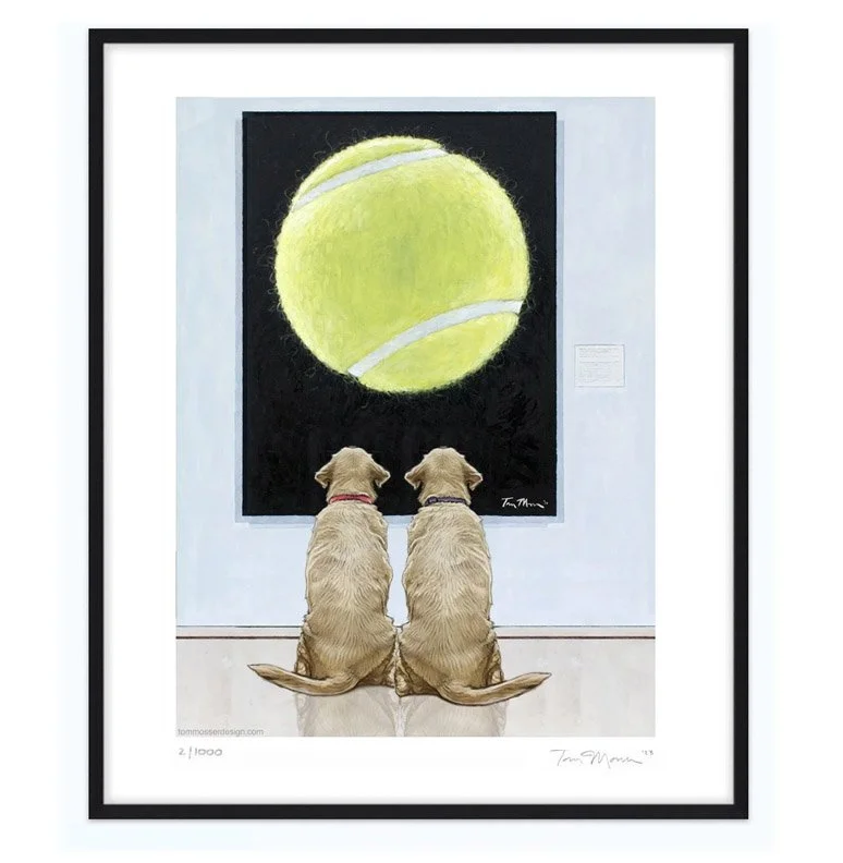 “Two Yellow Labrador Retrievers at the Museum” dog wall art print
