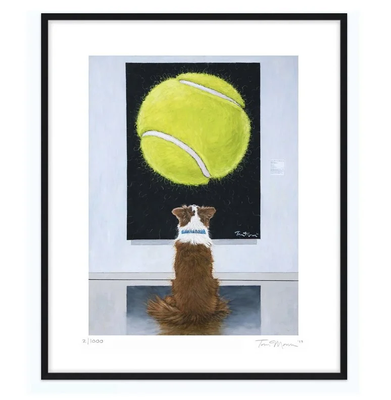 "An Australian Shepherd at the Museum" Dog Wall Art Print by Tom Mosser
