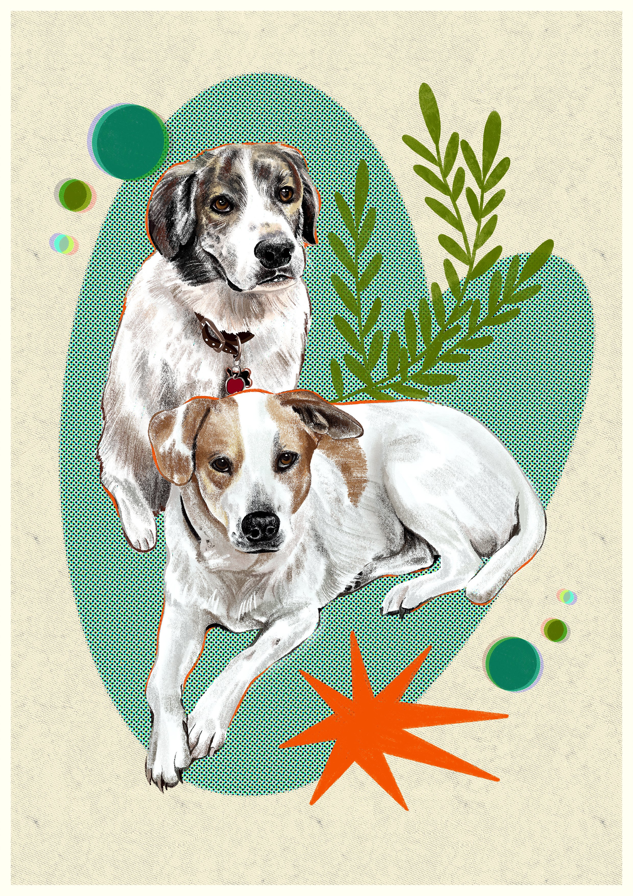 Double Dog Digital Portrait