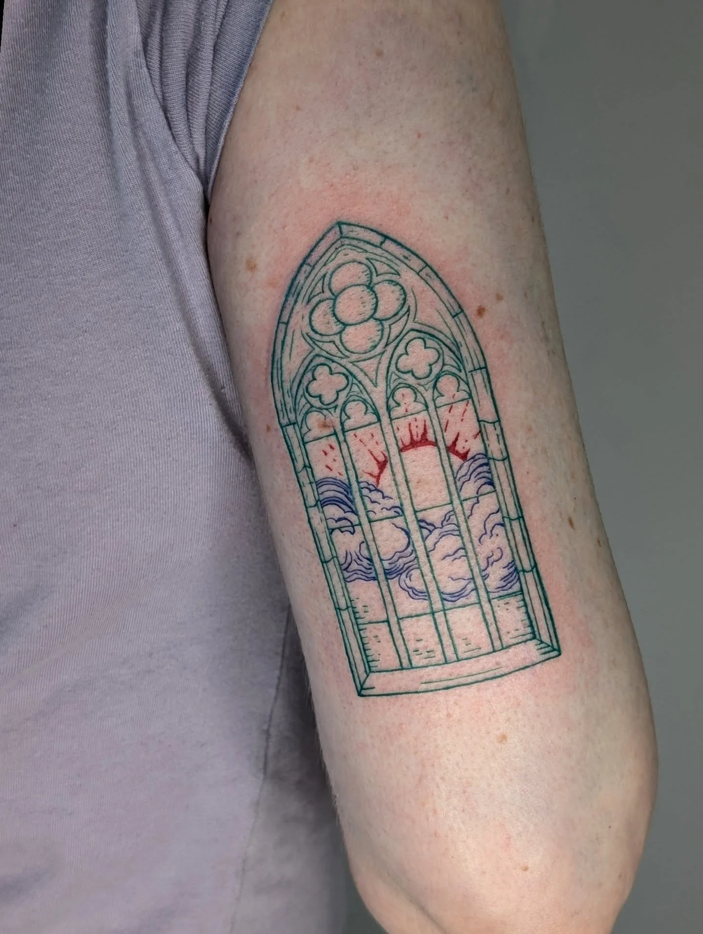 Tattoo from my flash sheet done for @mishaelaaaa . This is one of my favorite color combinations to work with!.Thank you for choosing this design and being such a cool client. I still have 2 more designs available from this particular flash sheet tha