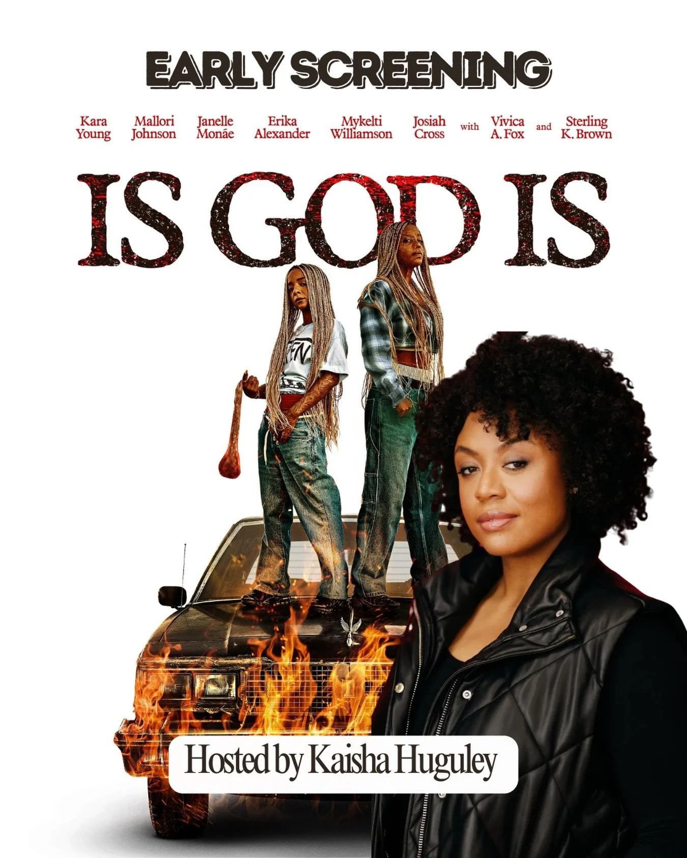 Join me for an early screening of IS GOD IS at Regal Union Square @regalunionsquare 🎬

Thursday, May 14th, 2026
Pre-show discussion: 6:30pm
Screening begins: 6:50pm

Hosted by Kaisha Huguley @kaishacreates 🎤🌟 There will be giveaways! 🤭

Comment &