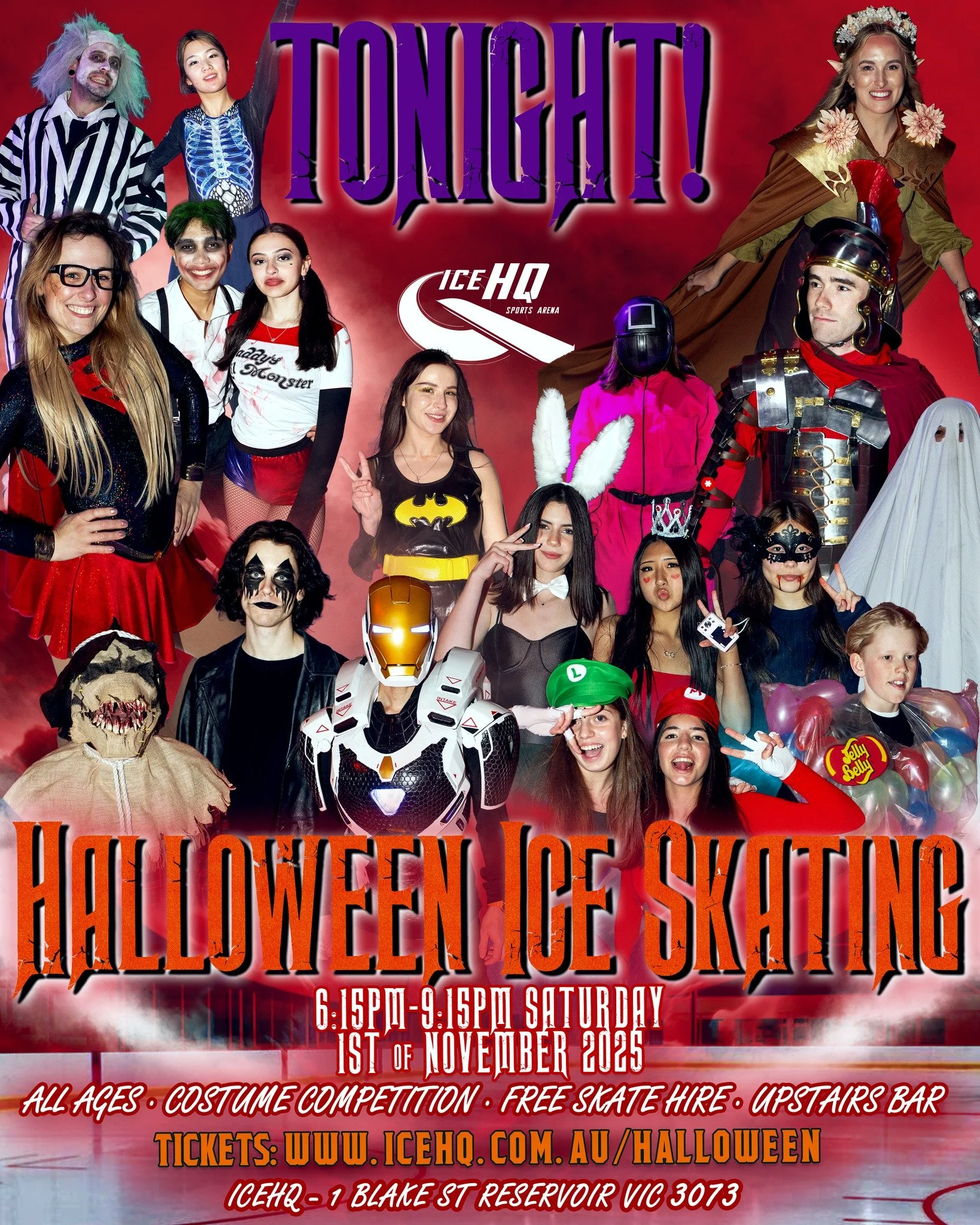 Tonight! 🎃
Get ready for a spooktacular night of ice skating ⛸️
📅 Saturday November 1st | 6:15-9:15pm
👻 Ghosts, ghouls &amp; goblins are gathering for an evening of chills, thrills, and icy fun! ⛸️

✨ Costume Competition! Dress to impress (or scar