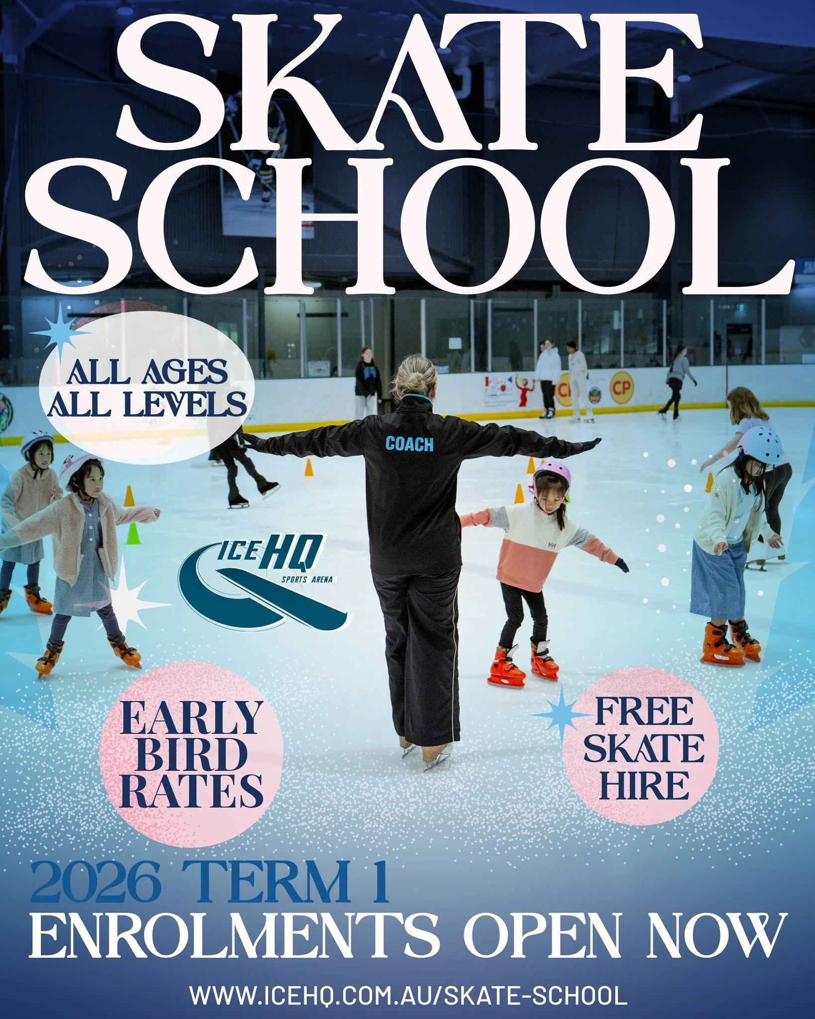 Enrolments are open for Skate School 2026 Term 1 ⛸️😊

Whether you&rsquo;re dreaming of becoming a figure skater, aiming to play ice hockey, or just want to feel more confident on the ice, Aussie Skate at iceHQ is the perfect place to start (or conti