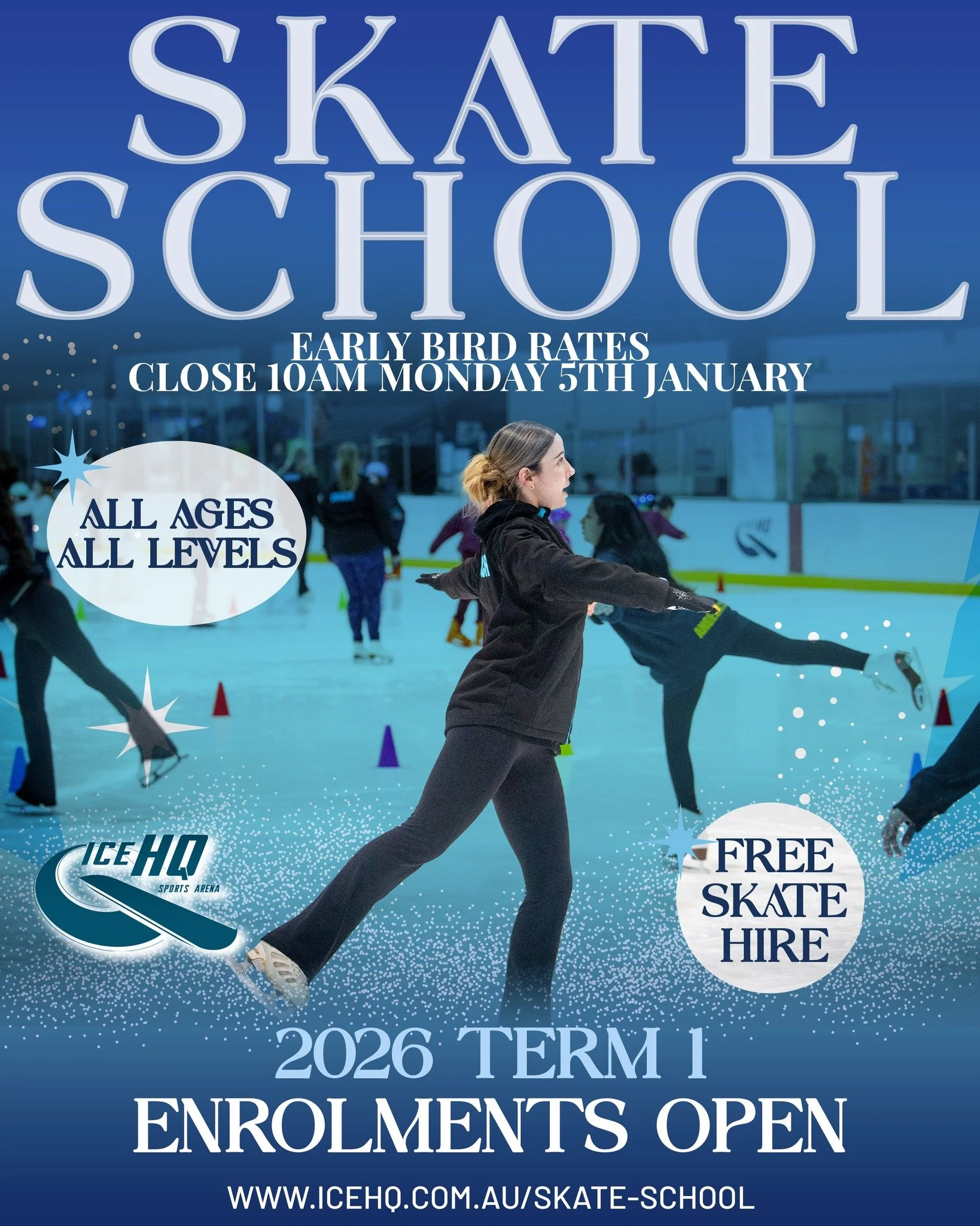 Don't miss out on early bird pricing for Skate School 2026 Term 1 ⛸️😊

Whether you&rsquo;re dreaming of becoming a figure skater, aiming to play ice hockey, or just want to feel more confident on the ice, Aussie Skate at iceHQ is the perfect place t