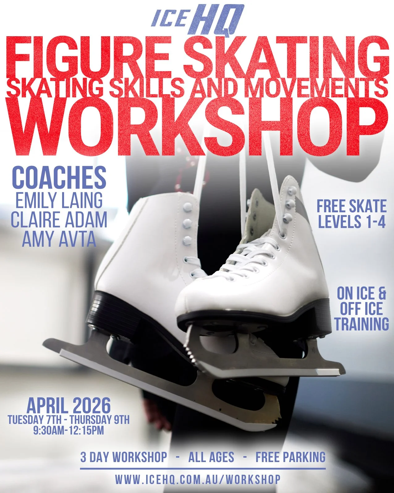 We're happy to announce the next iceHQ Holiday Workshop for high-level figure skaters! ⛸️

Running across three mornings in April, this workshop is a perfect way for skaters in Free Skate 1 and above to hone in on their figure skating skills. This wo
