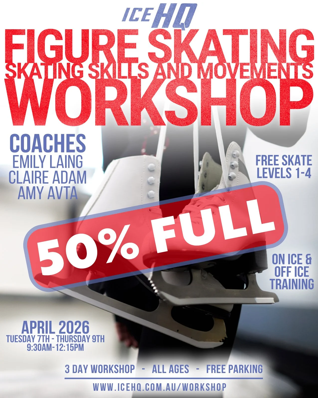 Get a wriggle on, our upcoming Figure Skating Workshop is now 50% full, don't delay your enrolment!
www.icehq.com.au/workshop

Running across three mornings in the April school holidays, this workshop is a perfect way for skaters in Free Skate 1 and 