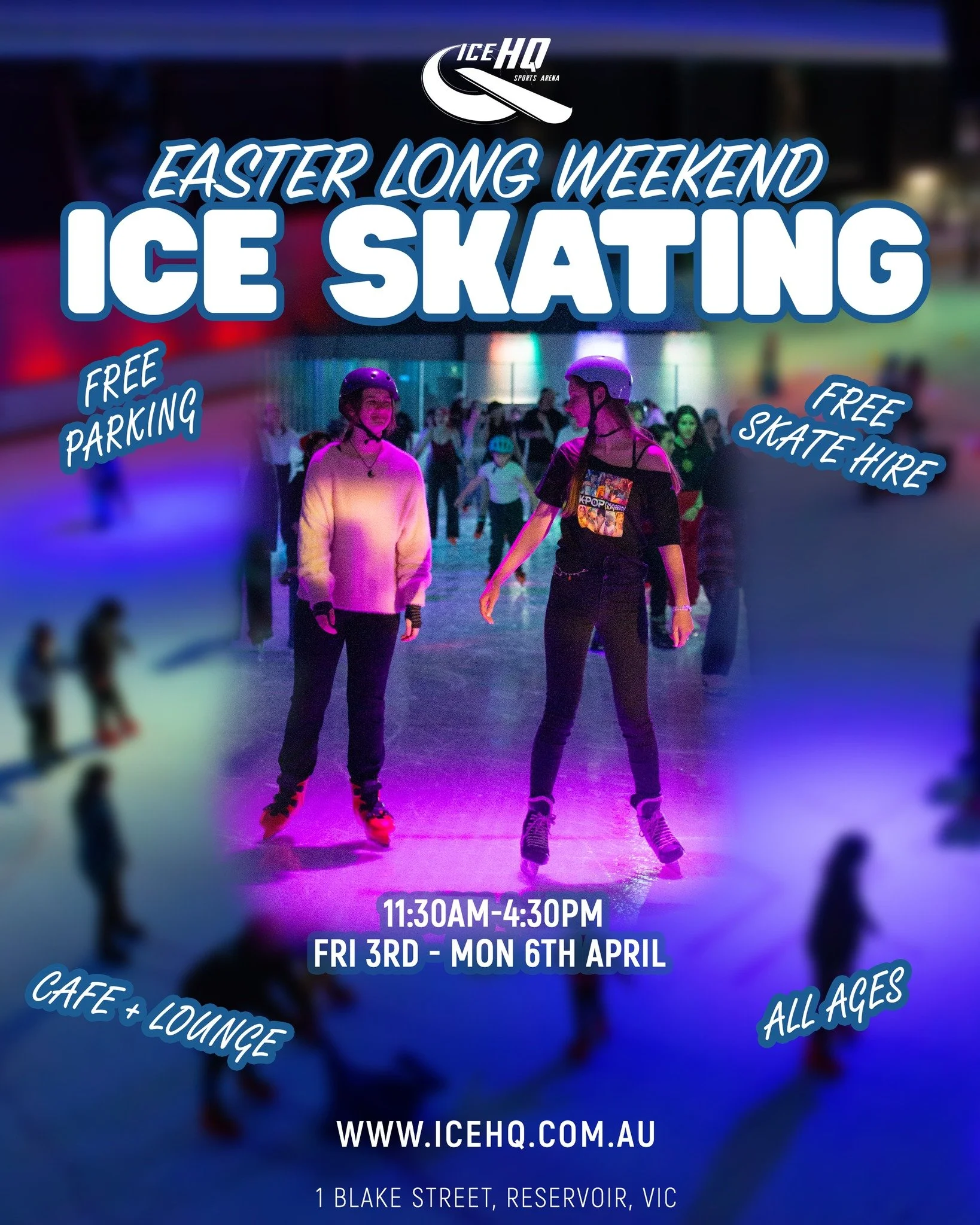 Ice skating 11:30am-4:30pm all through the long weekend! ⛸️🤗

Glide into the coolest place in town - iceHQ! Promising an unforgettable ice skating experience for all ages ⛸️✨❄️ Whether you're a seasoned skater or a beginner, iceHQ has something for 