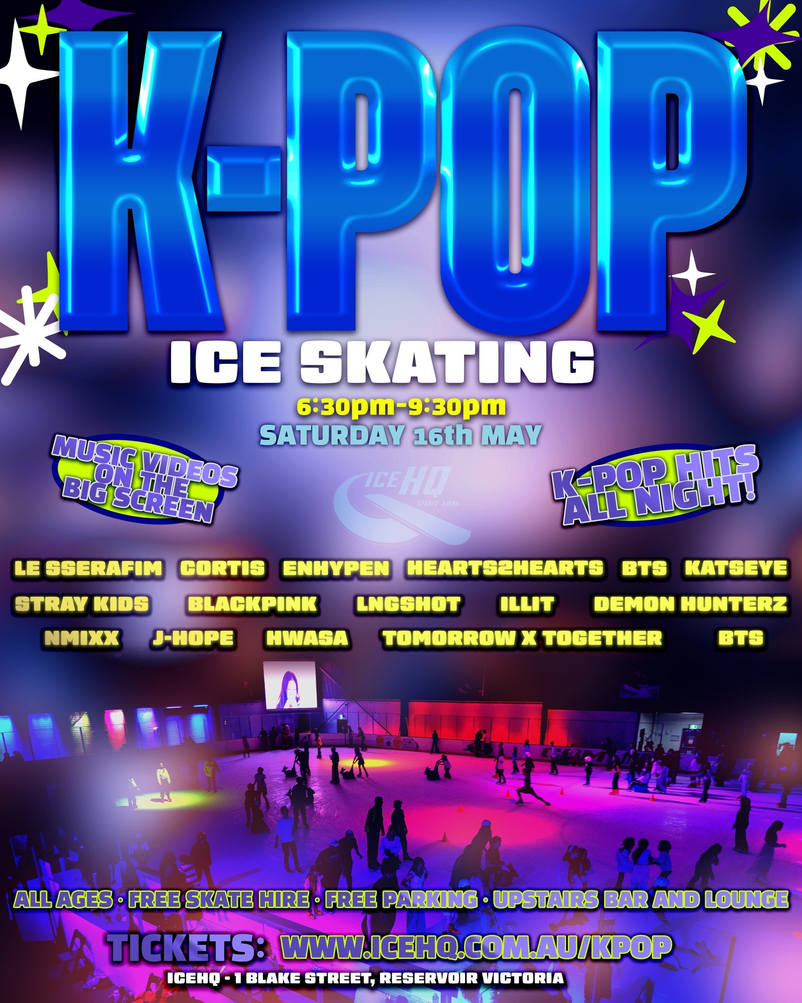 🖤💗 K-POP NIGHT ON ICE 💗🖤

Turn the rink into a stage as we ice skate to the newest K-pop hits all night long ⛸️🎶
Get your outfits ready ✨ Pick your bias, grab your lightstick, and bring that main character energy ⚡️

We&rsquo;ll be playing K-pop