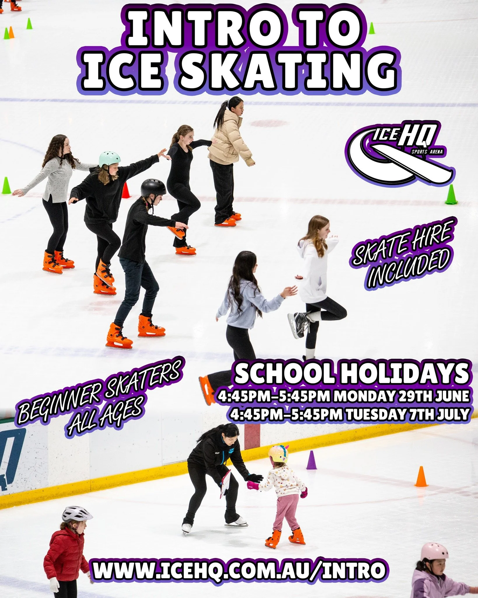 The school holidays are approaching and we've got two intro to ice skating sessions coming up for beginner skaters of all ages ⛸️

Our  intro class is designed to introduce beginners to ice skating and provide a solid foundation for their skate schoo