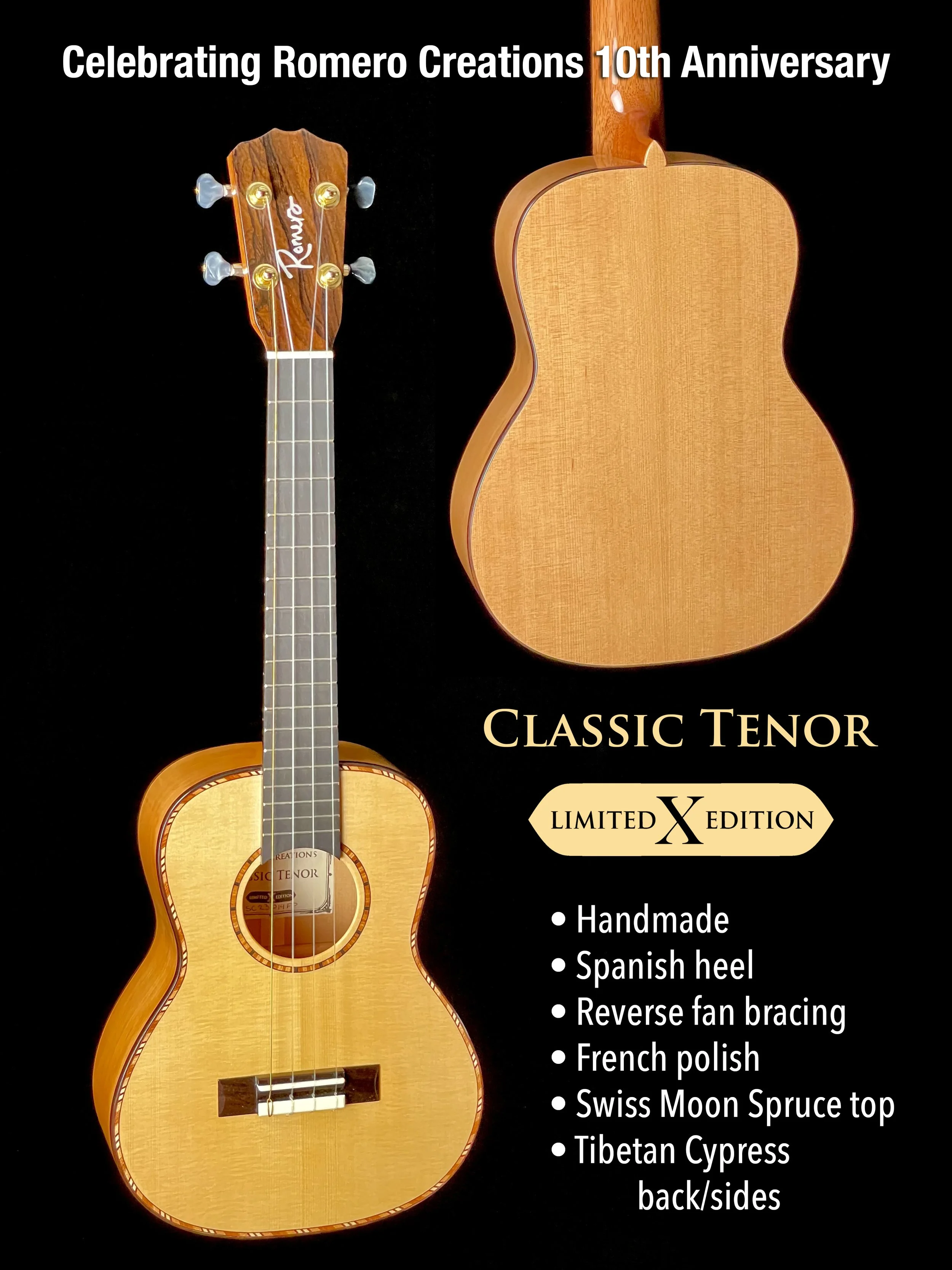 Classic Tenor 'Ukulele: Swiss Moon Spruce/Tibetan Cypress (SC23014FP)