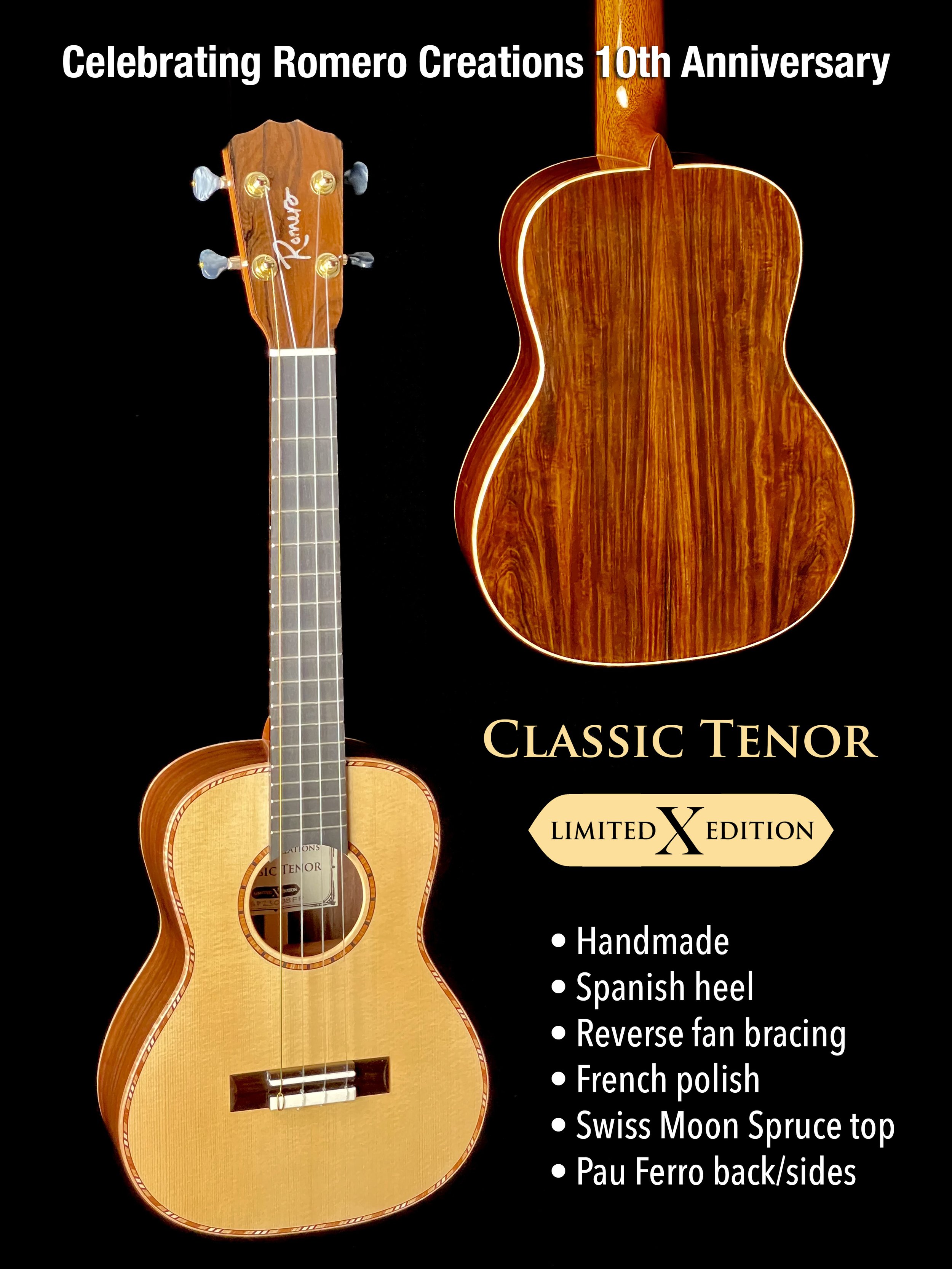 Classic Tenor 'Ukulele: Swiss Moon Spruce/Pau Ferro (SP23008FP)