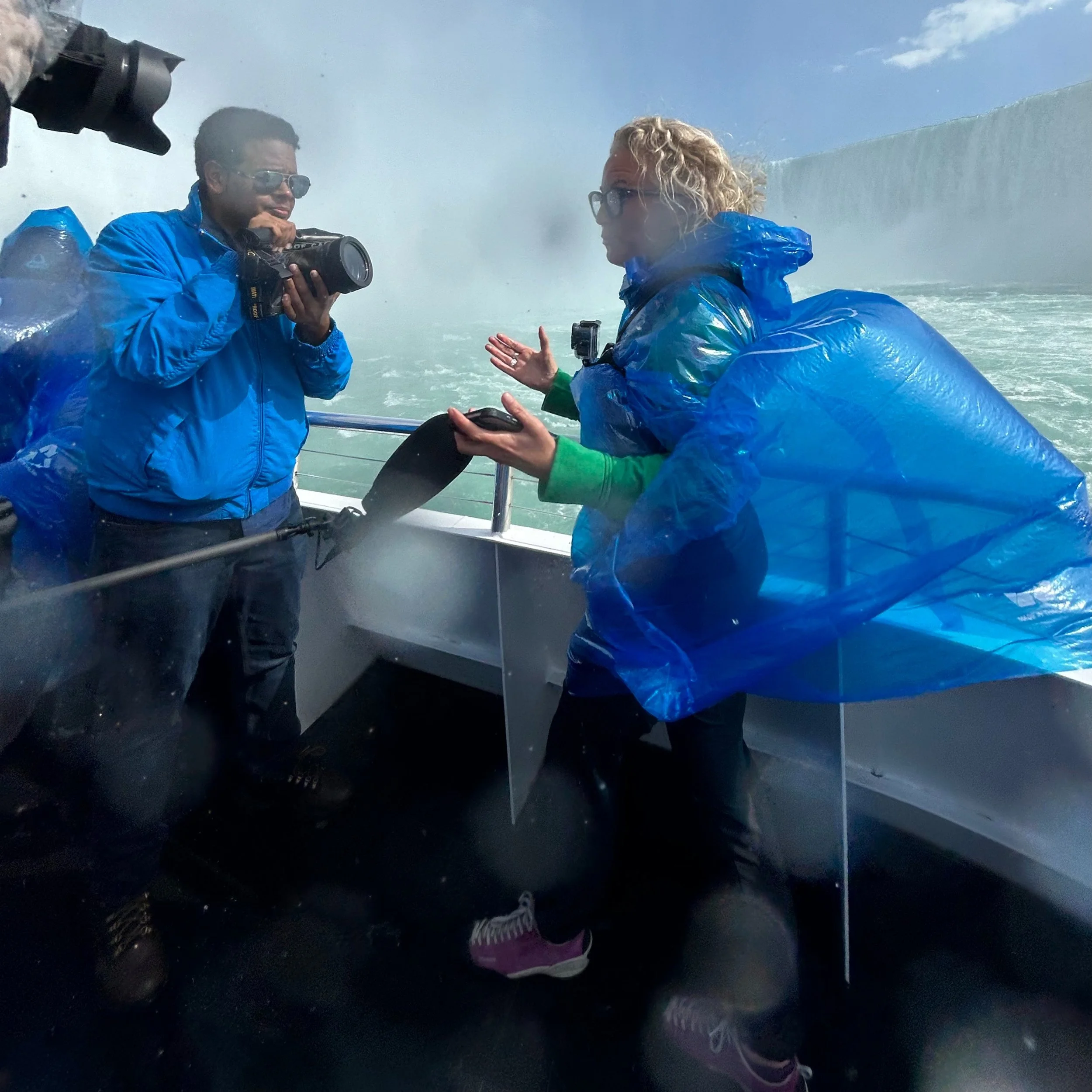 Alright-when filming for ABC News &amp; NatGeo, events can turn  very, very, very eye-blurringly damp. Any guesses where in the world I am? 🌊💦💦💧💧💧🚿
.
#abcnews #nationalgeographic #wavesofwater #iconicblue 
.
@natgeo @natgeosociety @abcnews