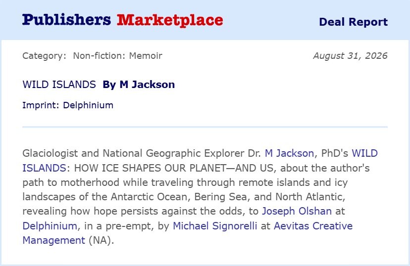 BIG BOOK NEWS!

This is the most intimate, personal book I&rsquo;ve ever written&mdash; a journey through glacial landscapes on South Georgia Island, Adak Island, and Iceland&hellip; and through my own strange and surprising and wild path to motherho