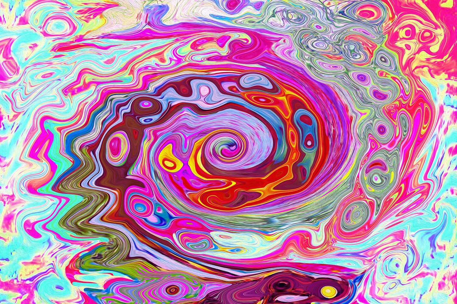 Groovy Abstract Retro Hot Pink and Blue Swirl