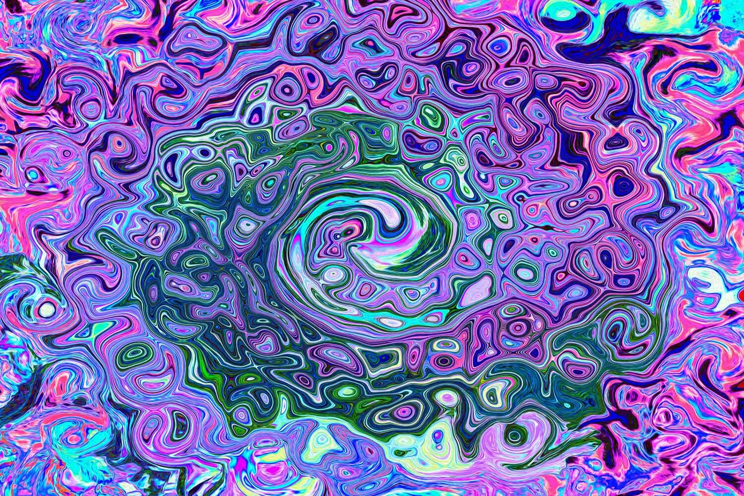 Groovy Abstract Retro Green and Purple Swirl