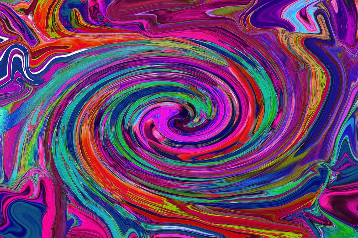 Groovy Abstract Retro Magenta Dark Rainbow Swirl