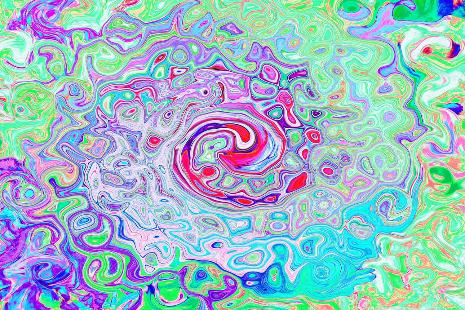 Groovy Abstract Retro Pink and Green Swirl