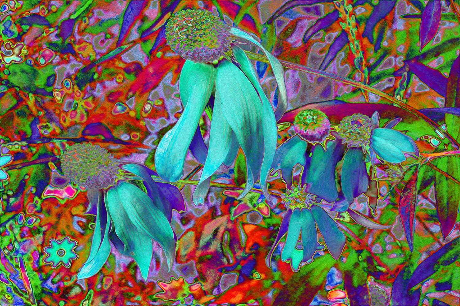 Psychedelic Blue Wildflowers in the Garden