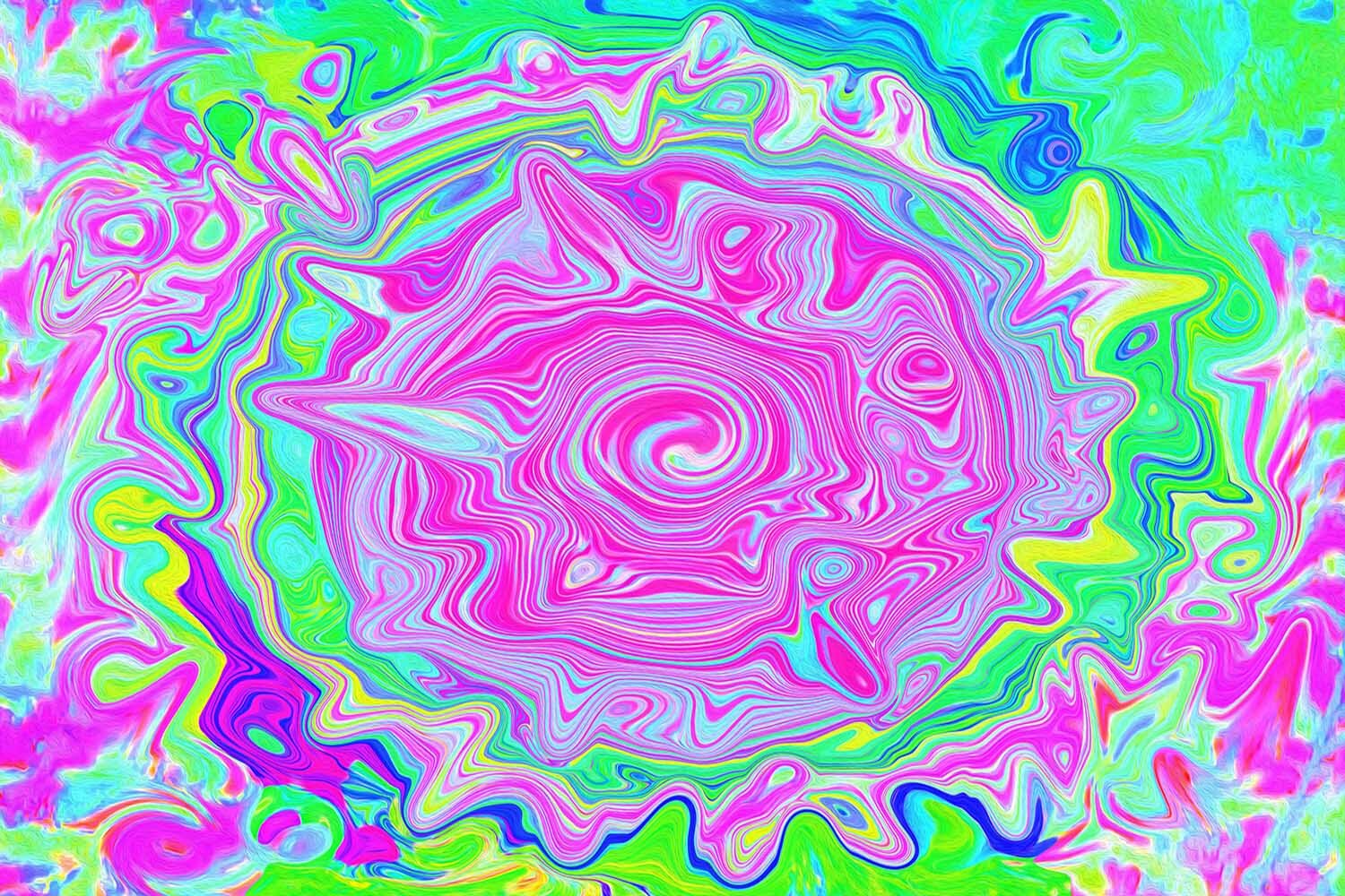 Groovy Retro Abstract Hot Pink Liquid Art