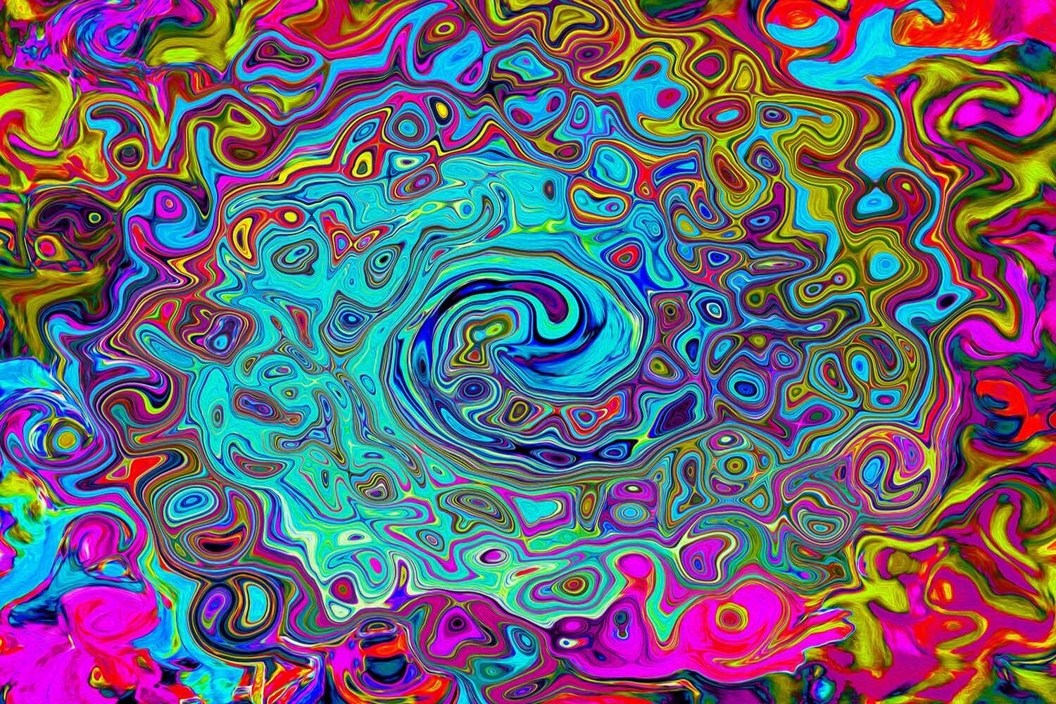 Trippy Sky Blue Abstract Retro Liquid Swirl