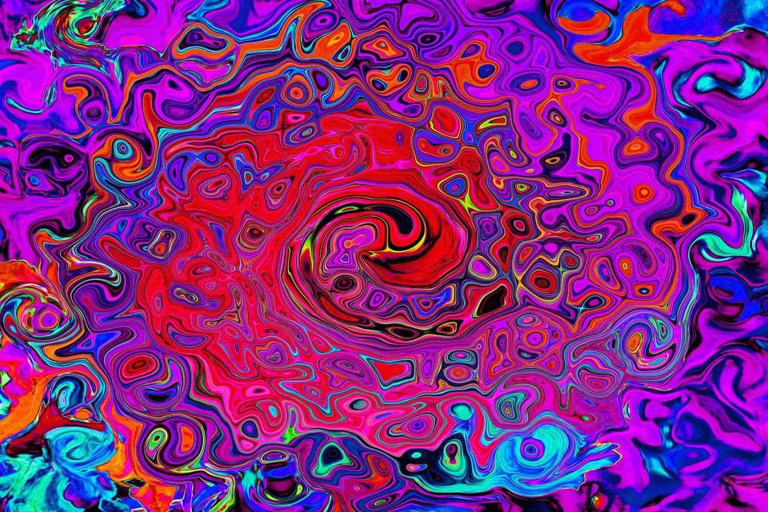Trippy Red and Purple Abstract Retro Liquid Swirl