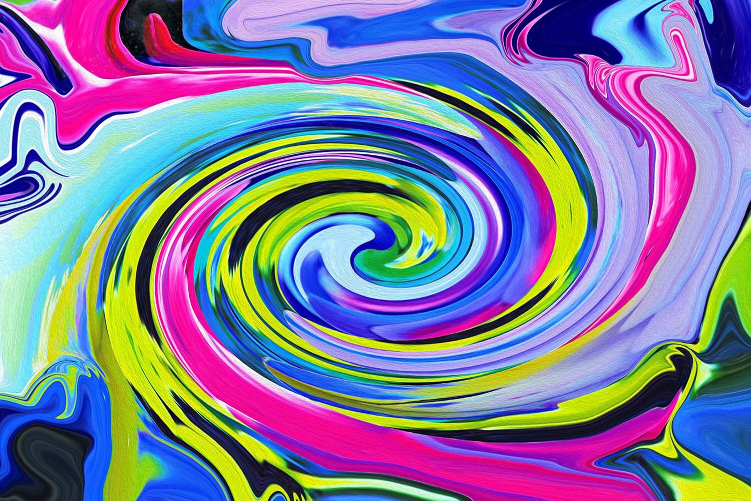Groovy Abstract Yellow and Navy Blue Swirl