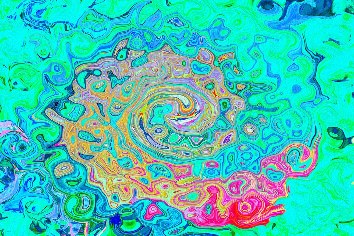 Groovy Abstract Retro Rainbow Liquid Swirl