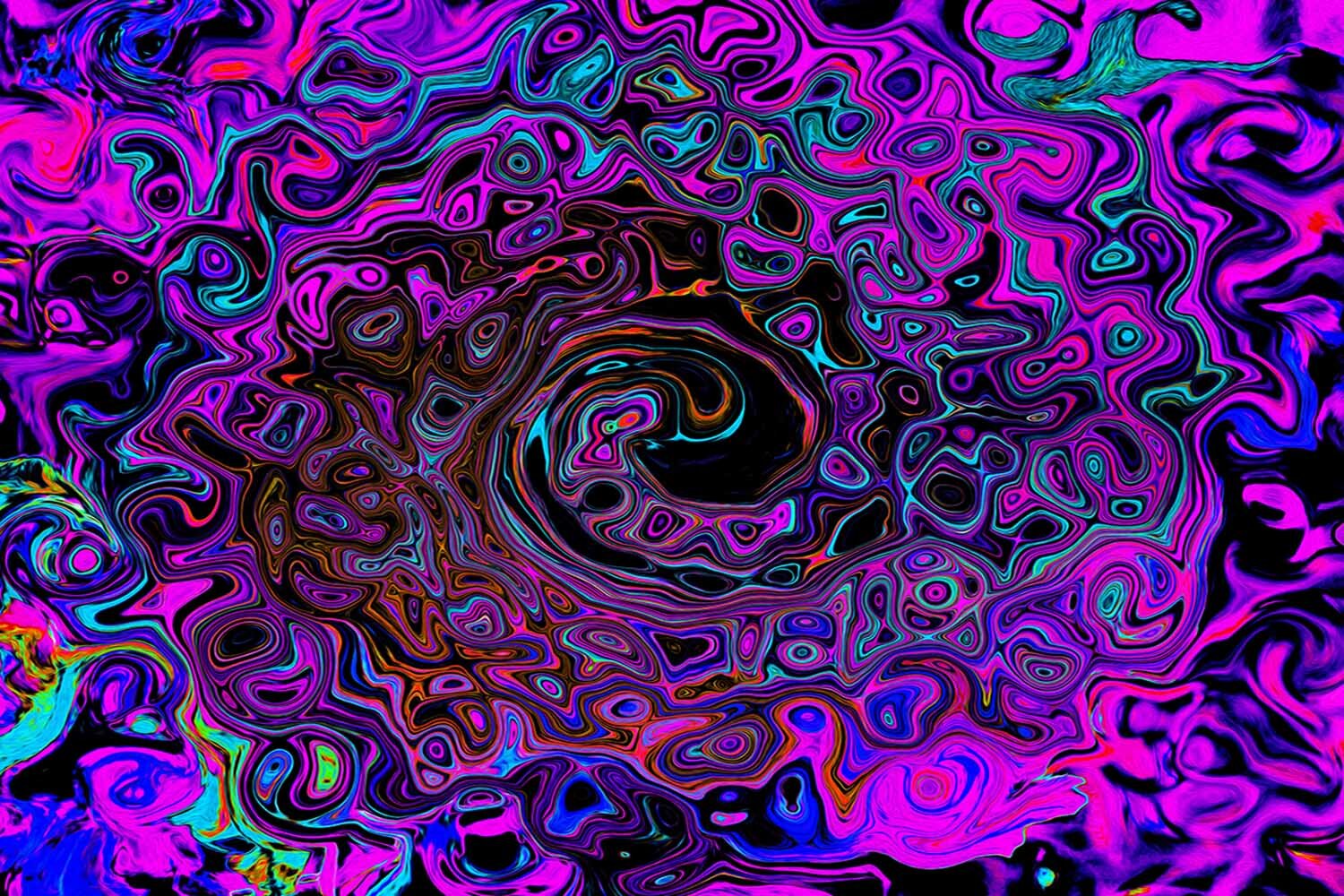 Trippy Black and Magenta Retro Liquid Swirl