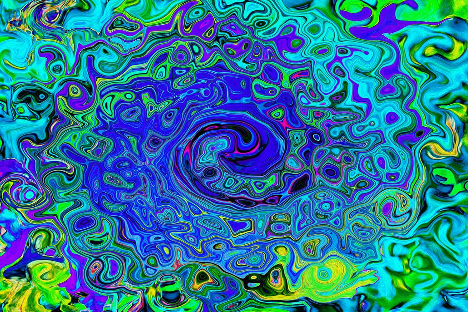Trippy Violet Blue Abstract Retro Liquid Swirl