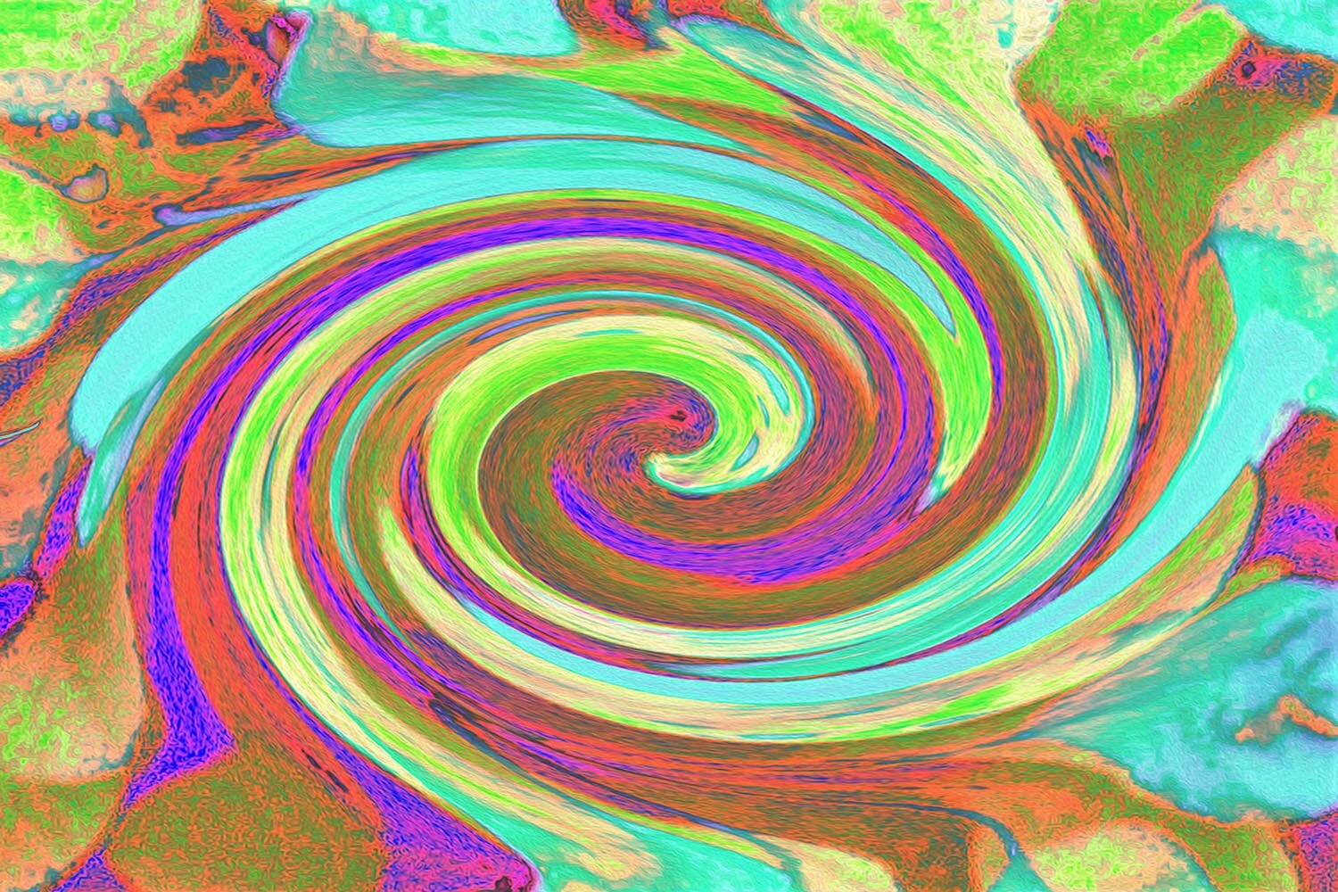 Cool Retro Autumn Colors Liquid Art Swirl Painting