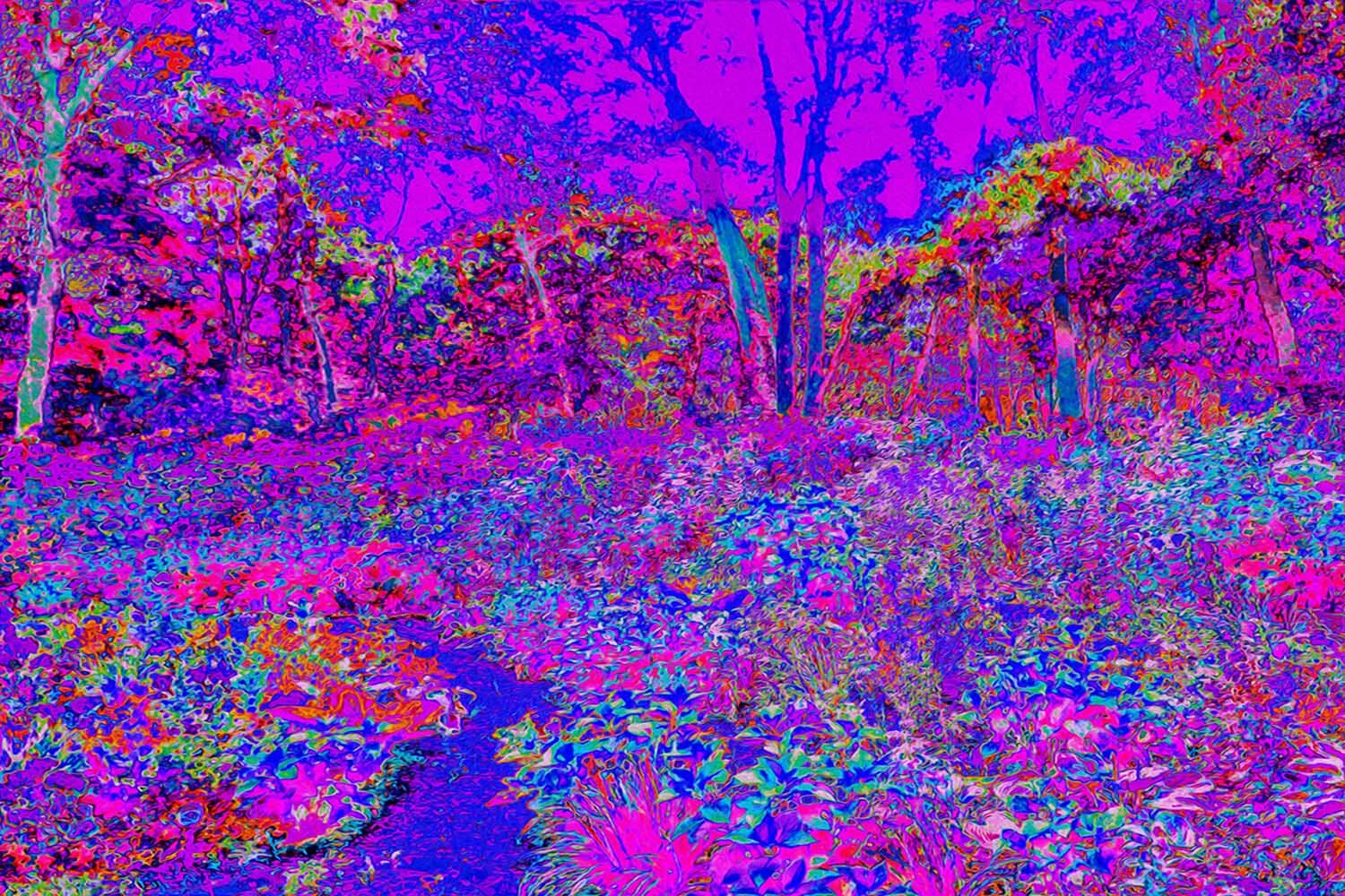 Psychedelic Impressionistic Purple Garden Landscape
