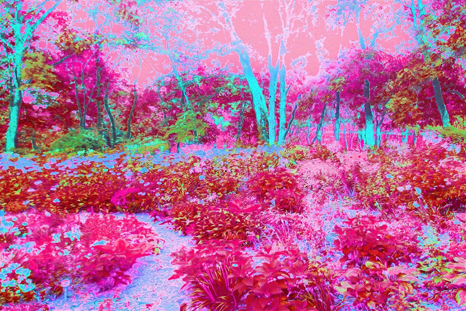Impressionistic Red and Pink Garden Landscape