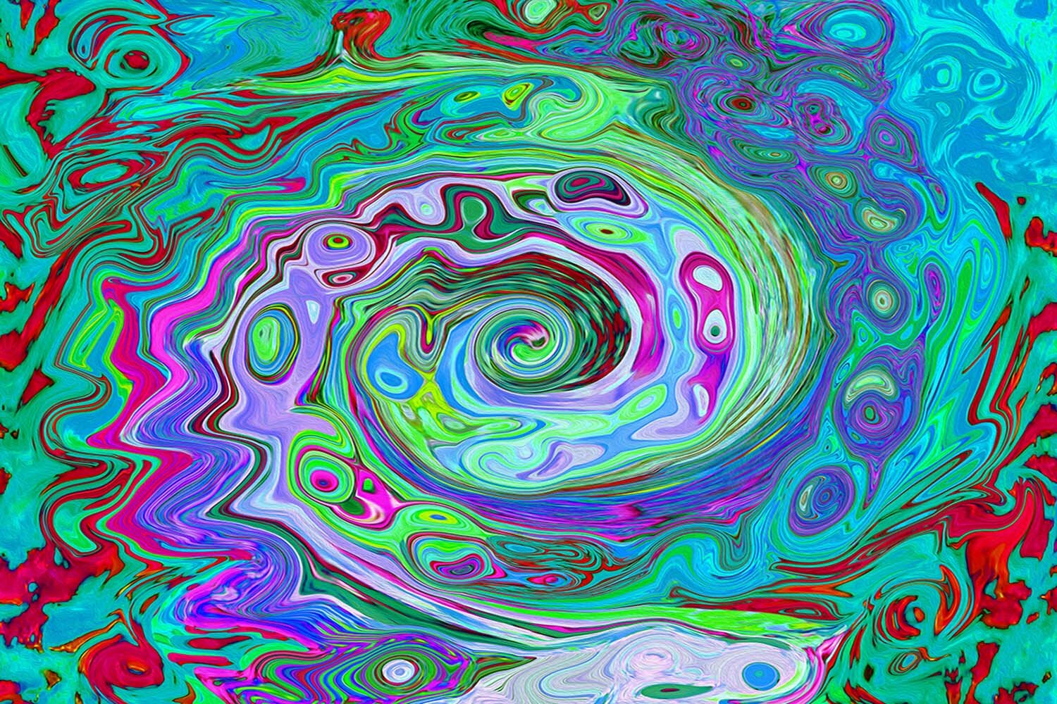 Retro Green, Red and Magenta Abstract Groovy Swirl