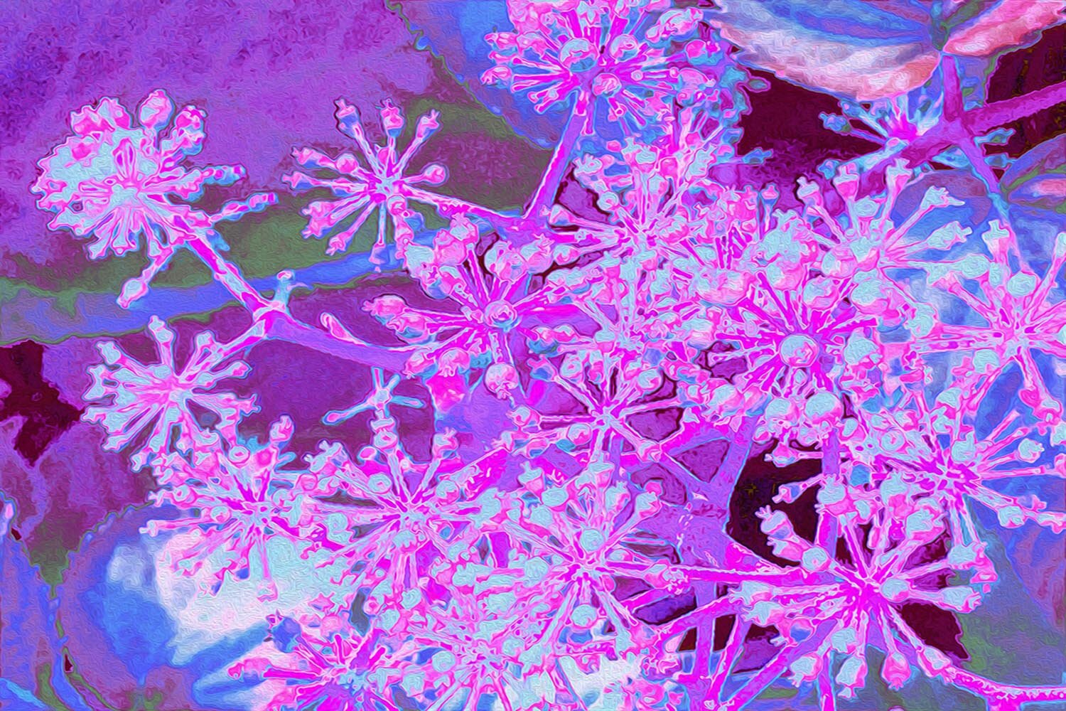 Cool Abstract Retro Nature in Hot Pink and Purple