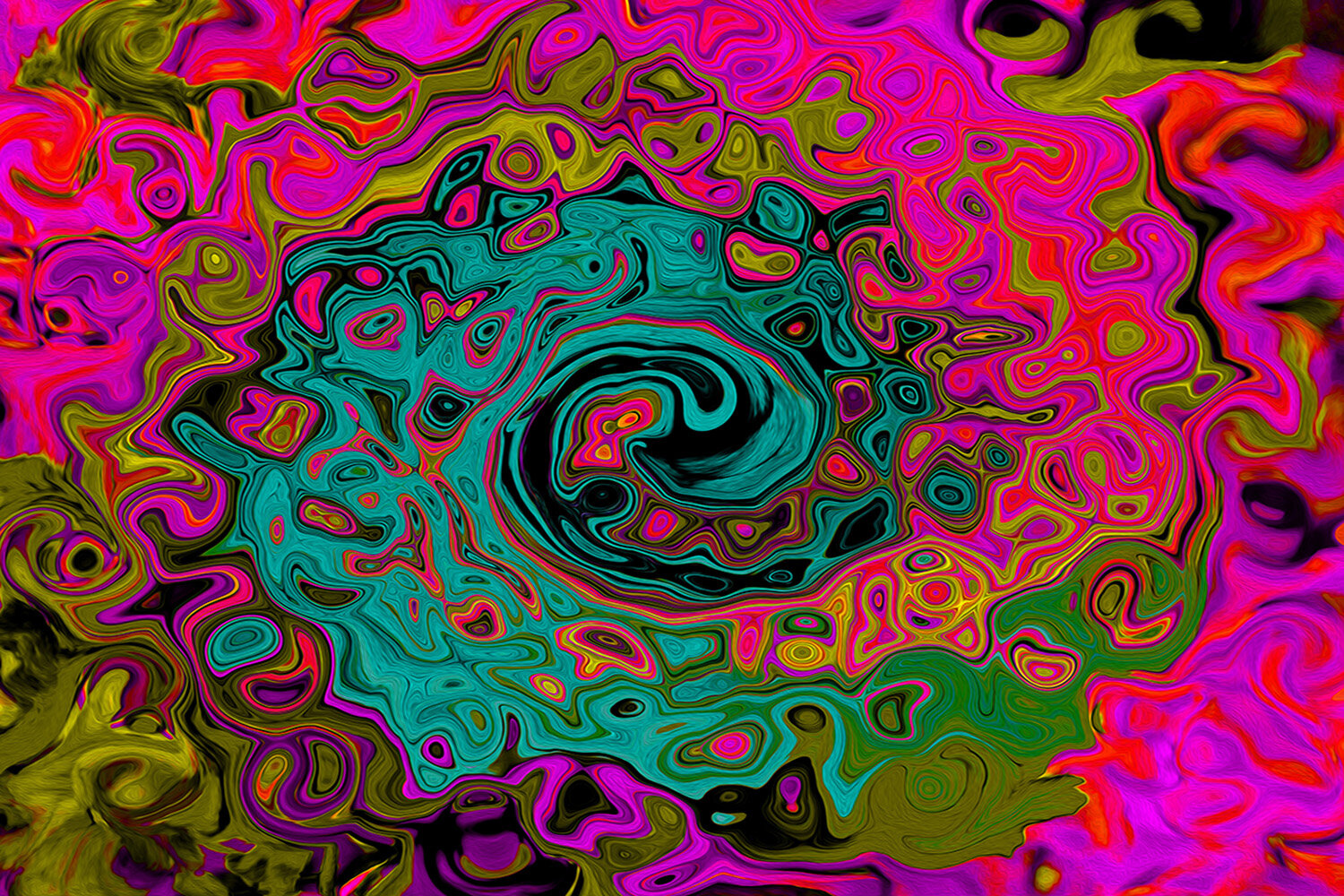Trippy Turquoise Abstract Retro Liquid Swirl