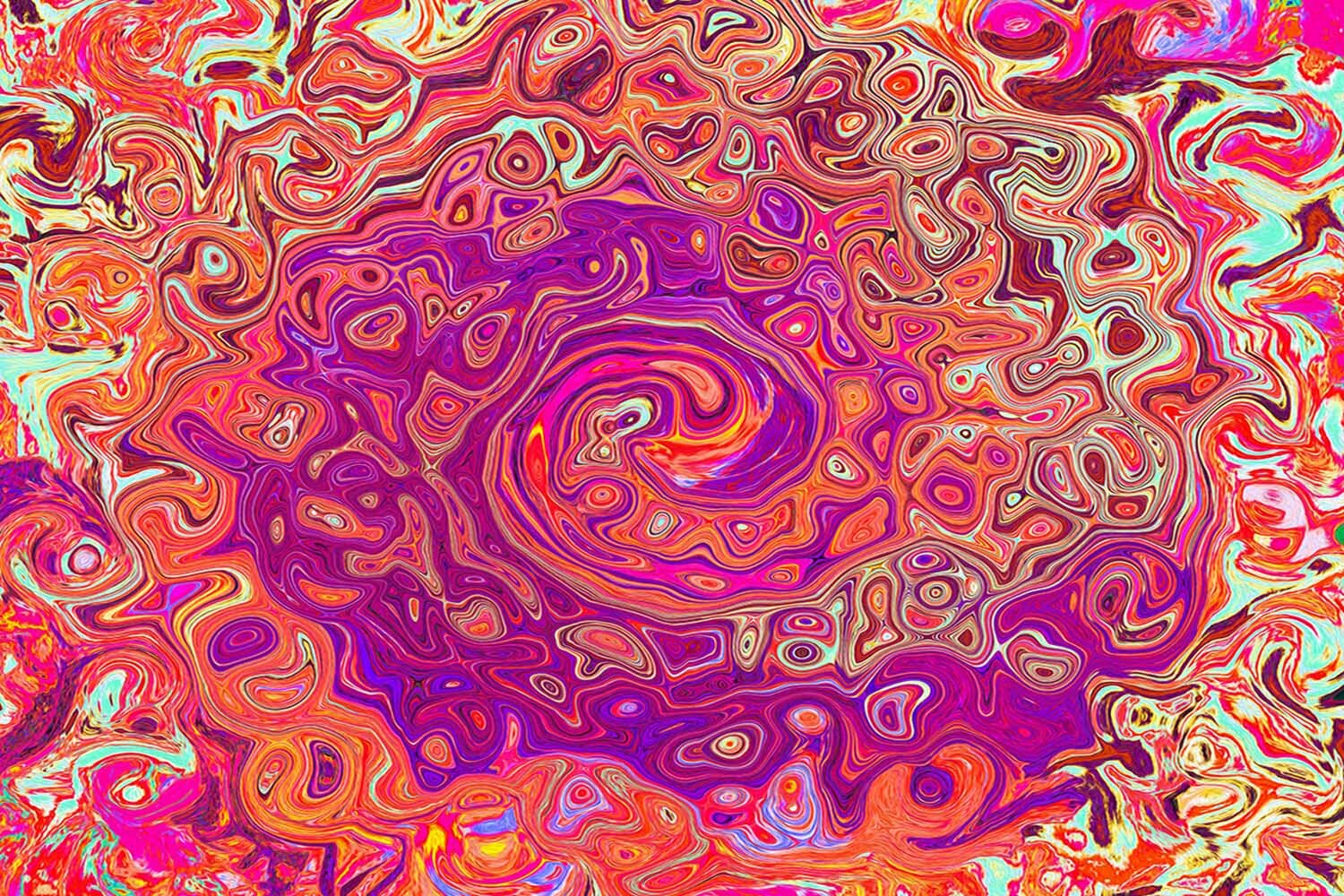 Retro Abstract Coral and Purple Marble Swirl